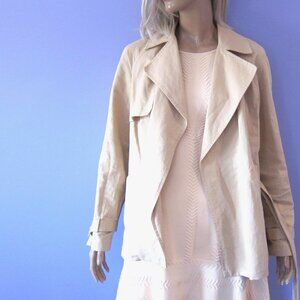 FRAME CROPPED SWING BELTED TRENCH COAT JACKET SAND S